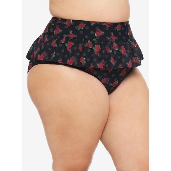 Hot Topic Rose Polka Dot Skirted High-Waisted Swim Bottoms Plus Size 1 - Picture 1 of 7